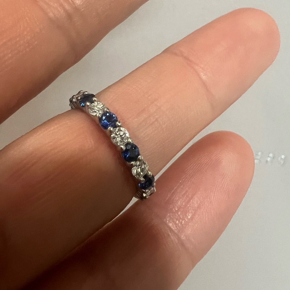 Sapphire and Diamond Eternity Band sz 4.75-5